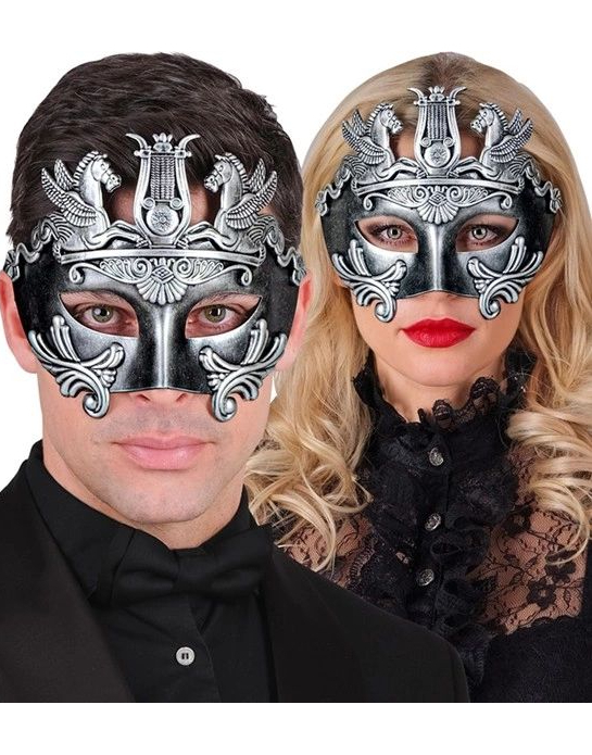 Sølvfarget Øyemaske Gresk/Romersk