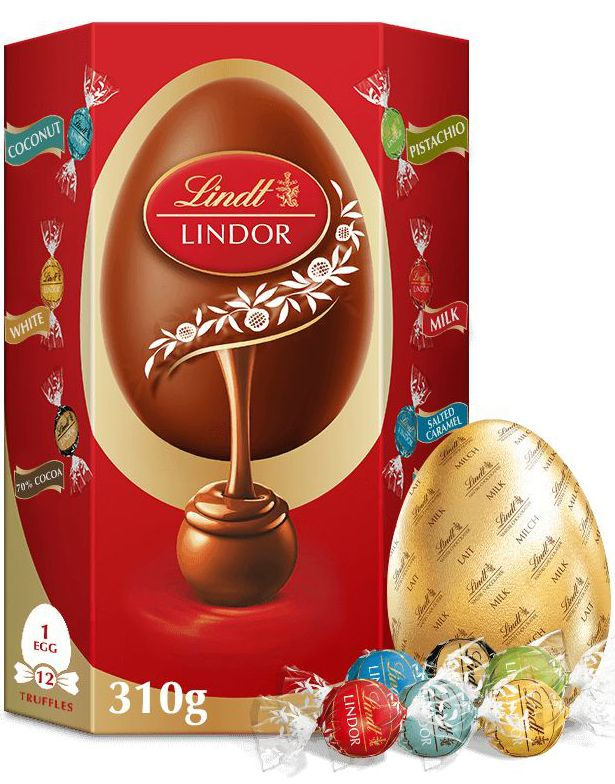 Stort Lindt Lindor Egg med Assorted Truffles - Stort Sjokoladeegg med Forskjellig Sjokolade Trøfler med Fyll 310 gram