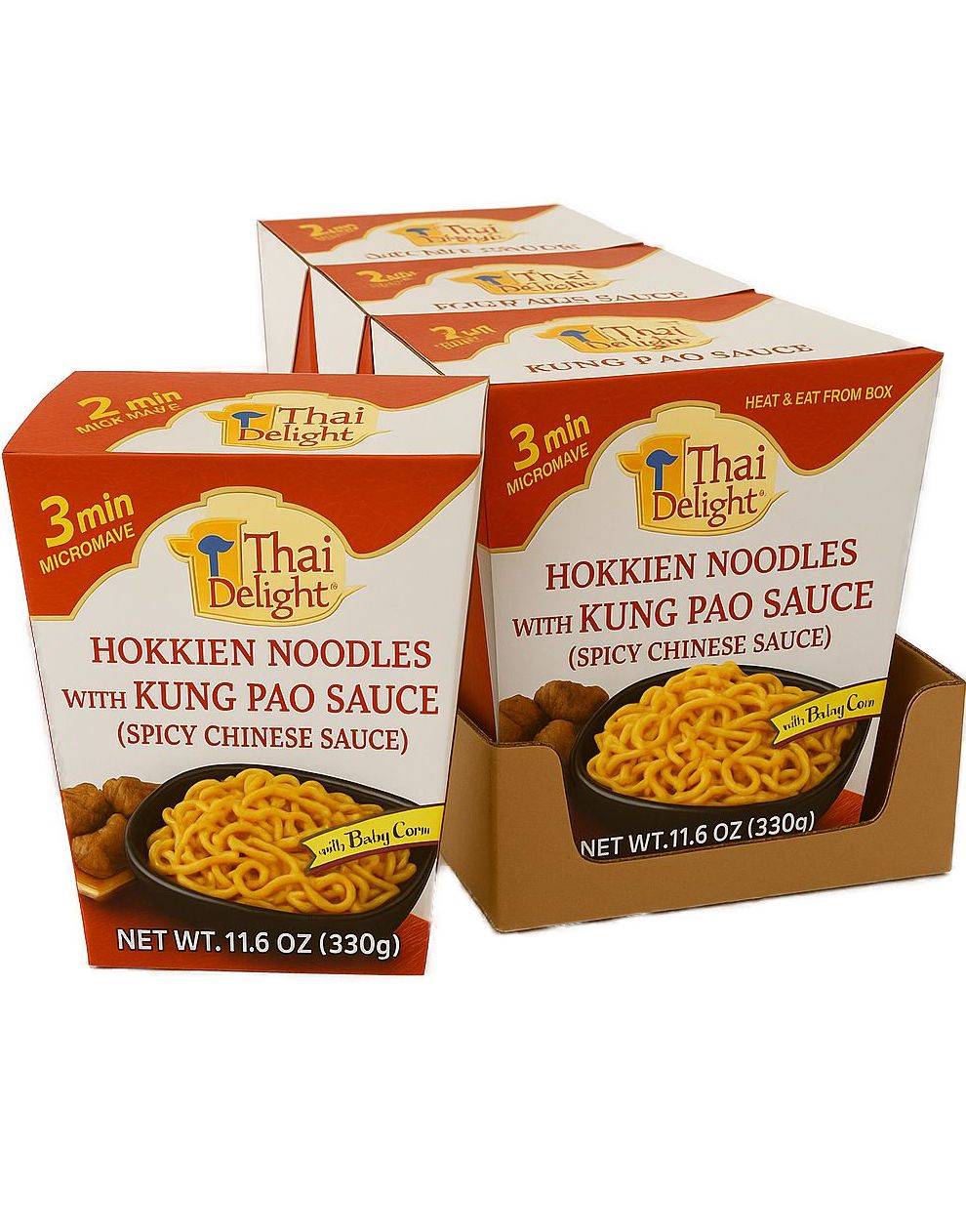 6 stk Thai Delight Mikronudler - Hokkien Noodles with Kung Pao Sauce - Hel Eske 1,98 kg (Thailand)