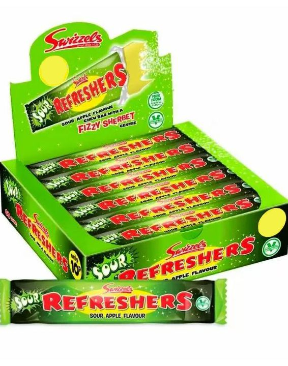 60 stk Swizzels Refreshers Chew Bar med Sur Eplesmak