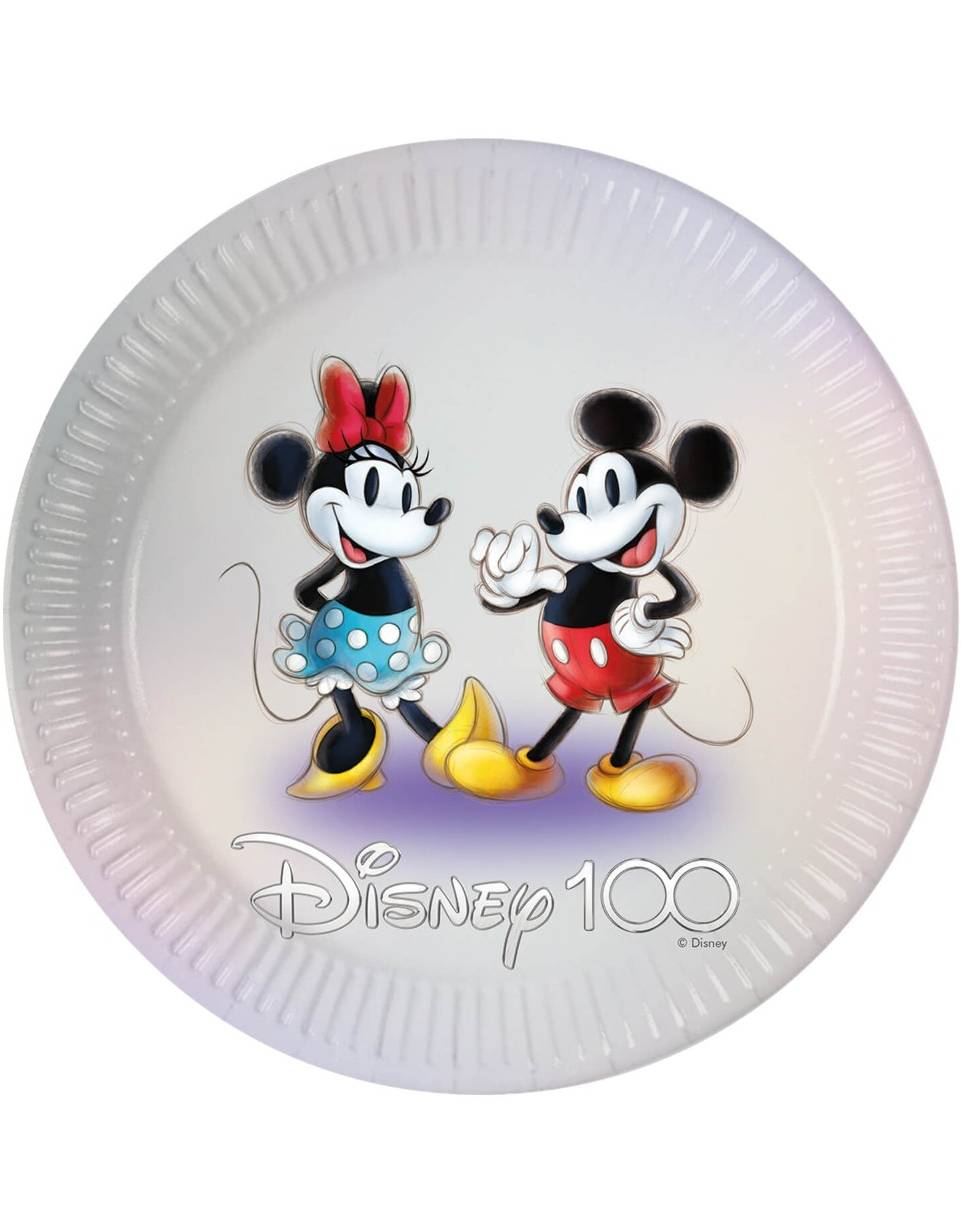 8 stk Lisensiert Mickey & Minnie Papptallerkener - 23 cm