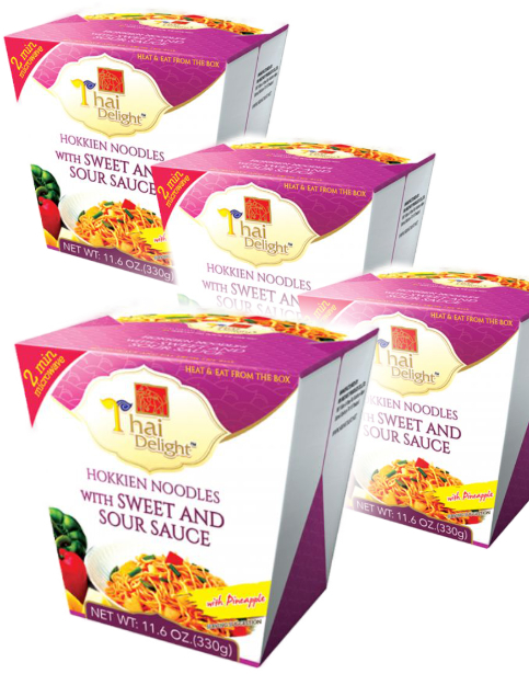 6 stk Thai Delight Mikronudler - Hokkien Noodles with Sweet and Sour Sauce - Hel Eske 1,98 kg (Thailand)