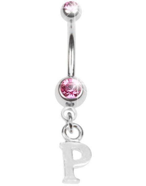Navlepiercing med Bokstaven P & Rosa Stener