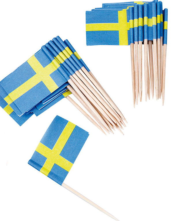 50 stk Muffins/Kakedekorasjoner med Svenske Flagget