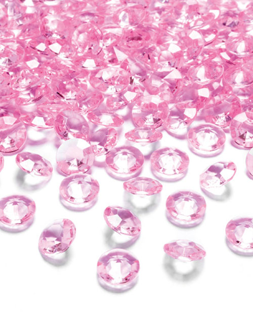 100 stk Små Lys Rosa Akryldiamanter Konfetti/Bordpynt