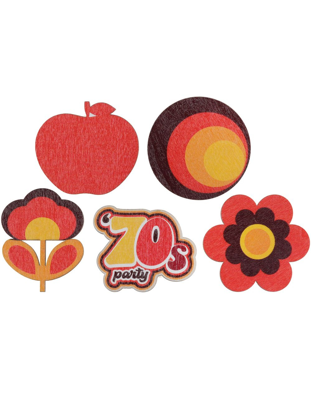 10 stk 70-talls Retro Dekorasjoner i Treverk 70 Tallet - 70s Party