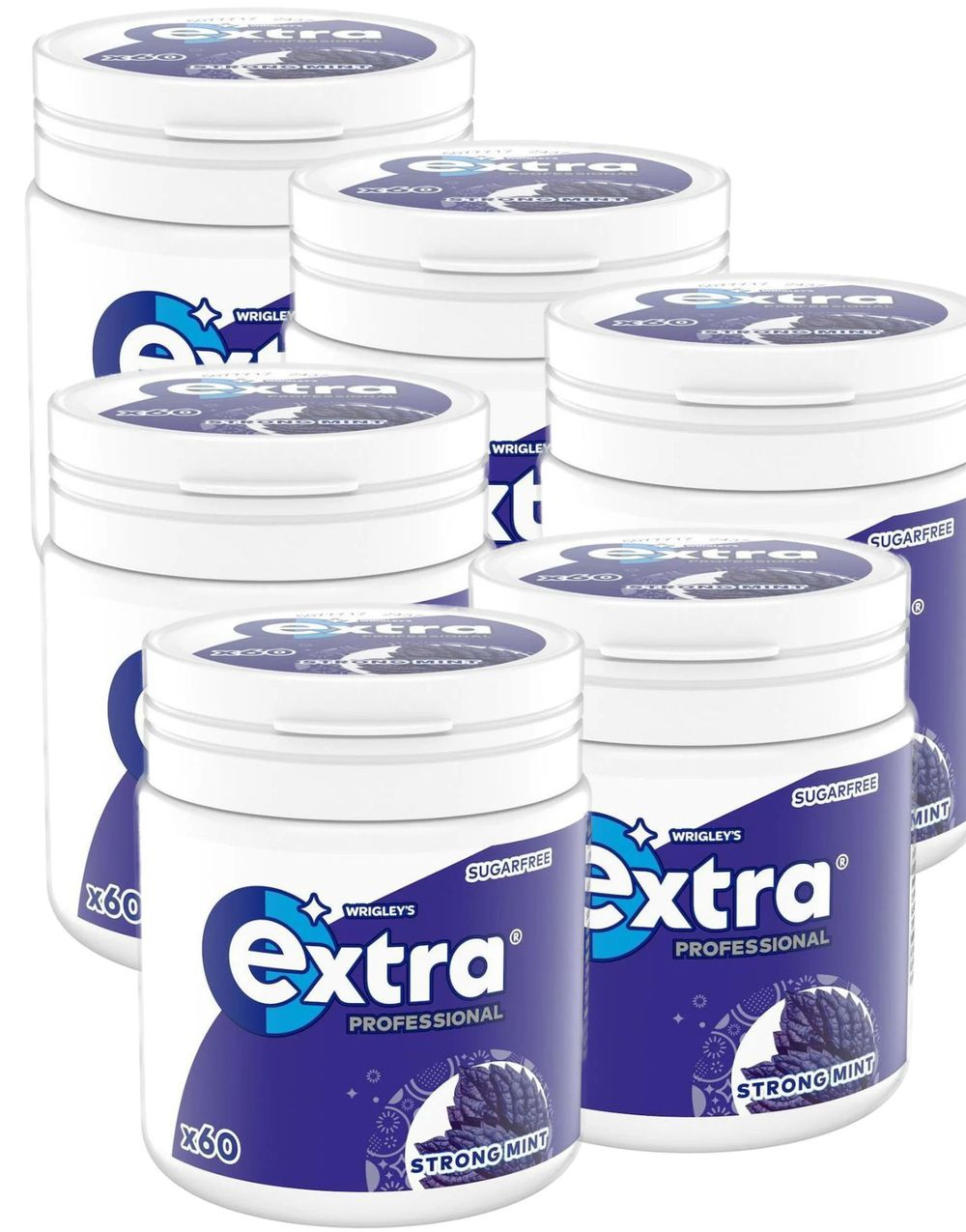 6 stk Stor Extra Professional Strong Mint Tyggegummi Boks - Hel Eske 504 gram