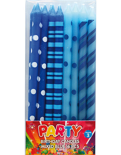 16 stk Blå Kakelys 13 cm