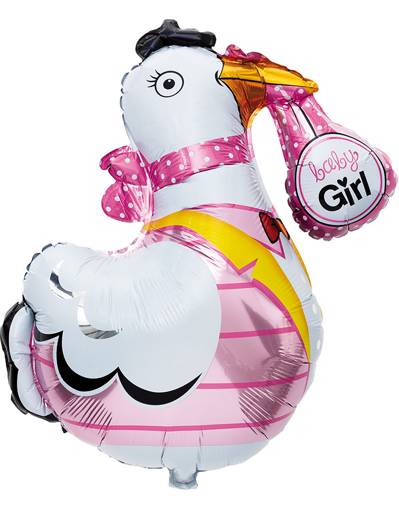 Rosa Stork Folieballong 78x60 cm