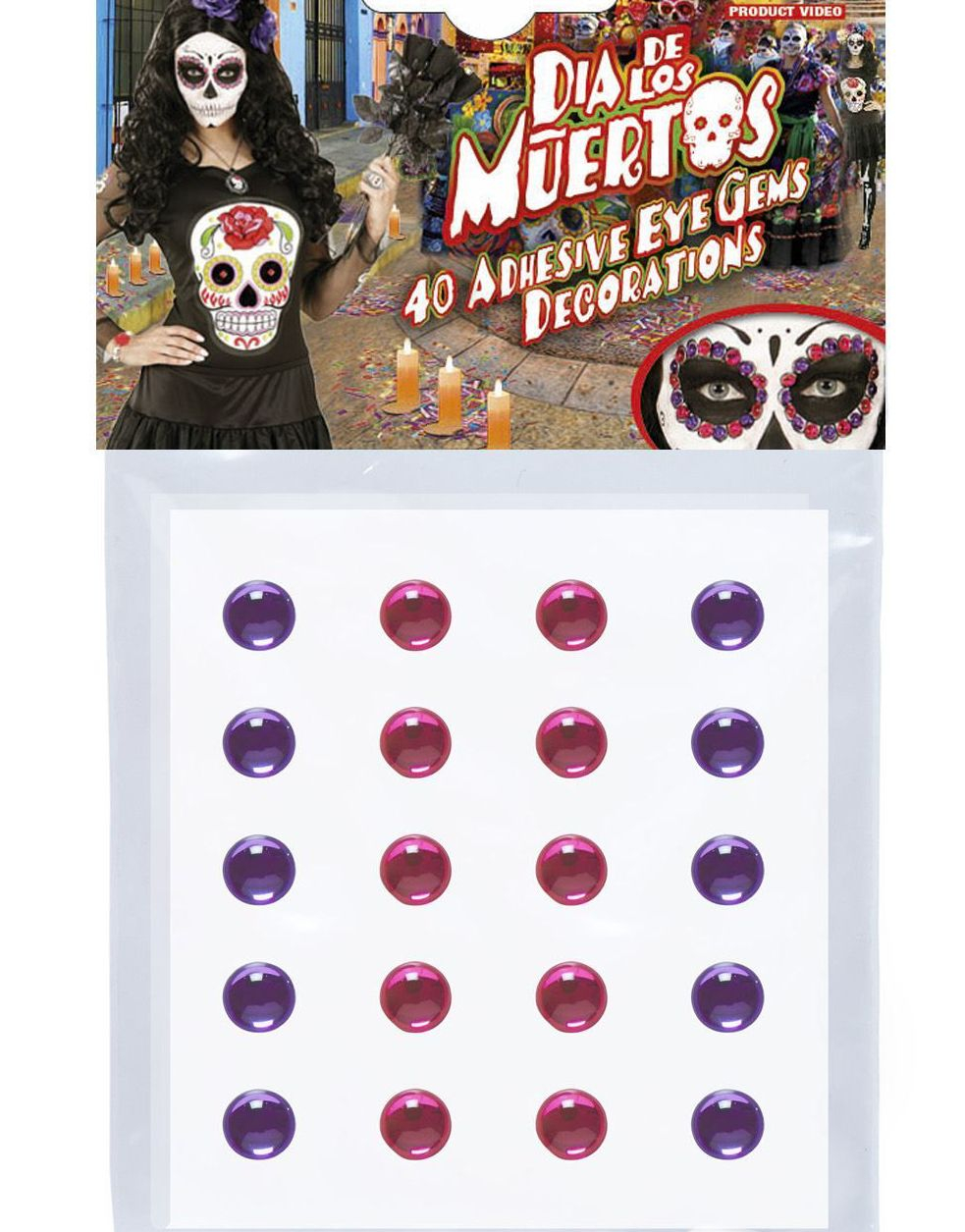 40 stk Selvklebende Øyeperler Lilla og Rosa