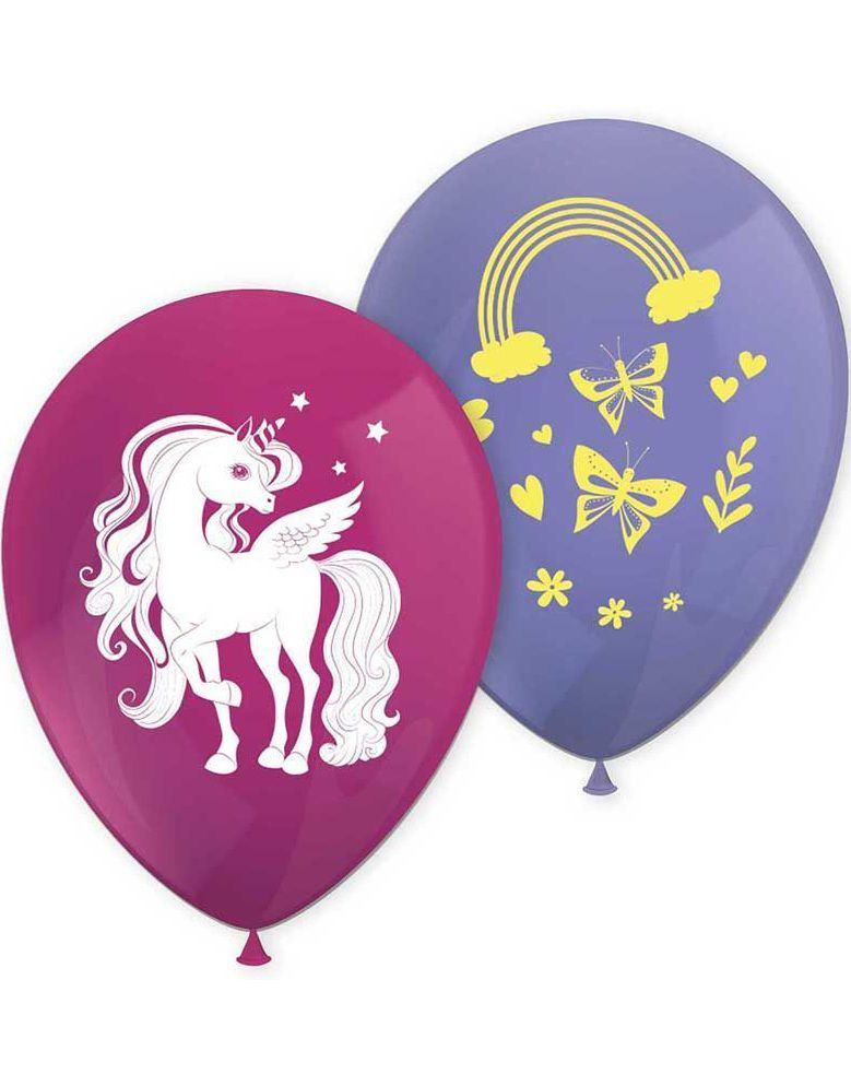 8 stk Ballonger 28 cm - Unicorn Rainbow