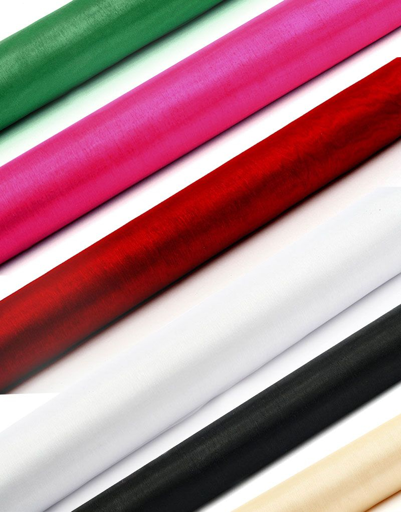 Ensfarget Gjennomsiktig Organzaløper 36 cm x 9 meter - VELG BLANT 15 FARGER