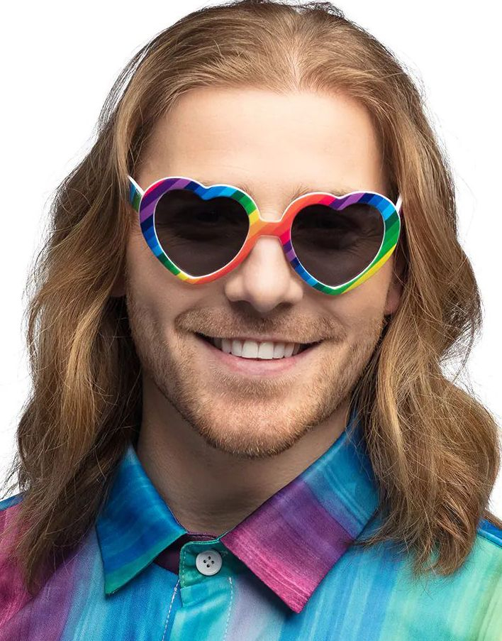 Regnbuefargede Hjerte-Kostymebriller