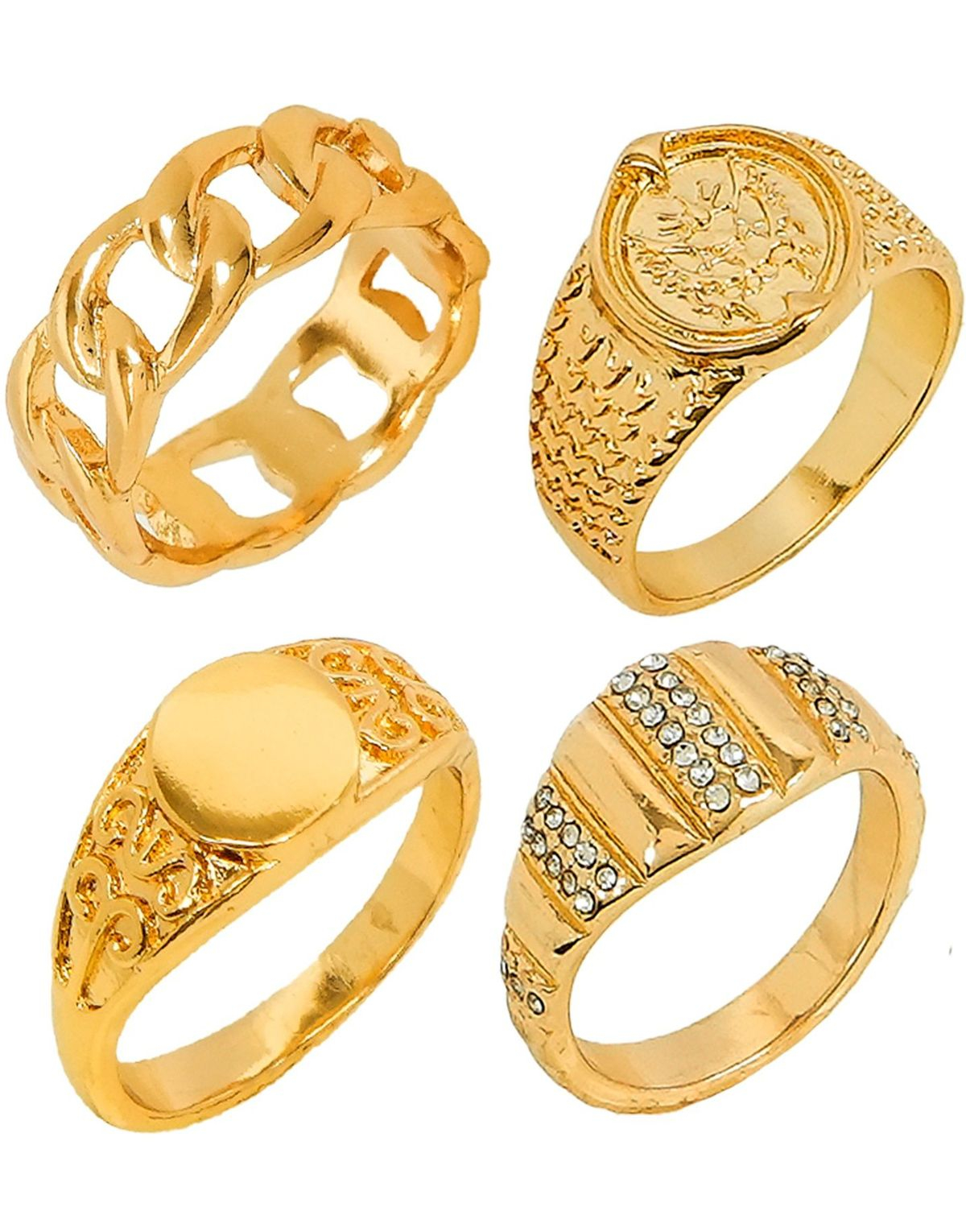 4 stk Gullfarget Bling Ringer