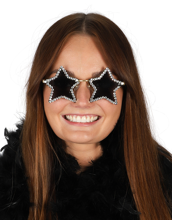 Svart Stjerneformet Kostymebriller med Stener