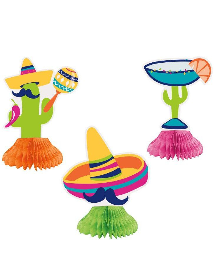 3 stk Honeycomb Figurer med Meksikansk Tema 15,2 cm - Boho Fiesta