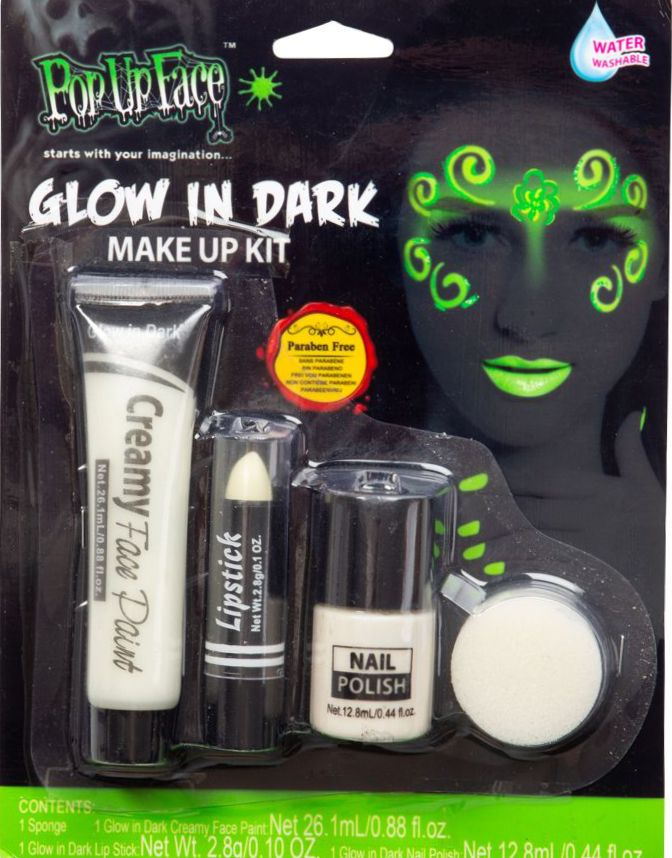 Sminkesett 3 deler med Svamp - Lyser i Mørket