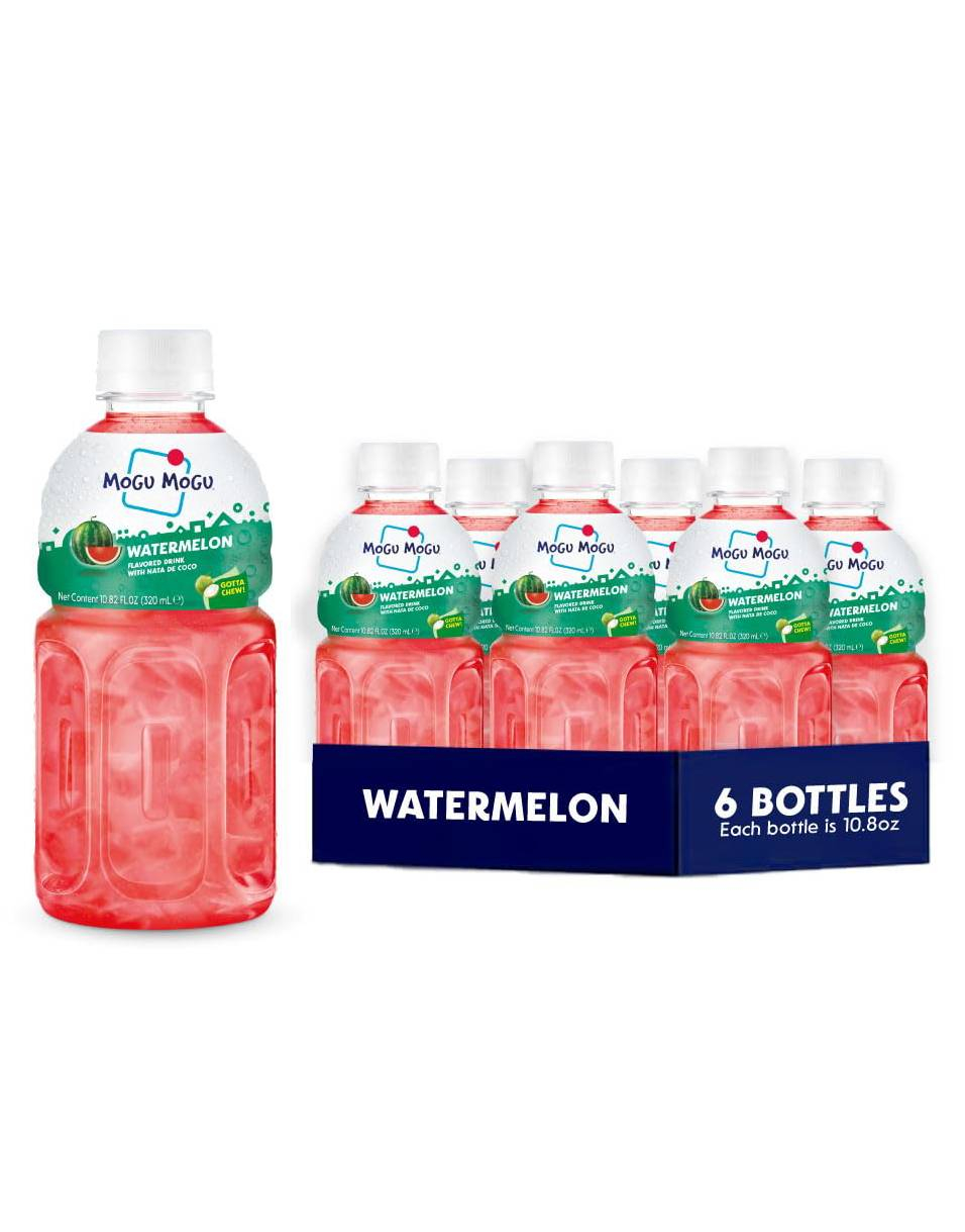 6 stk Mogu Mogu Nata De Coco Watermelon - Vannmelonjuice med Kokosgelebiter - Hel Eske 6x320 ml (Thailand)