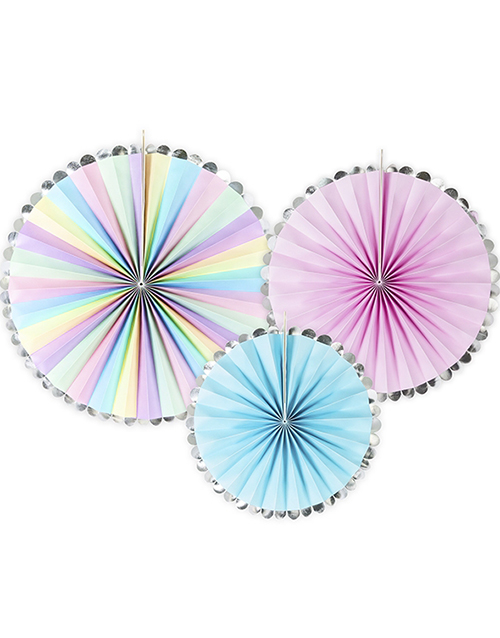 3 stk Rosa og Turkise Papirvifter - Magisk Enhjørning