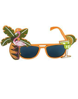 Orange Wayfarer Kostymebrille med Flamingo