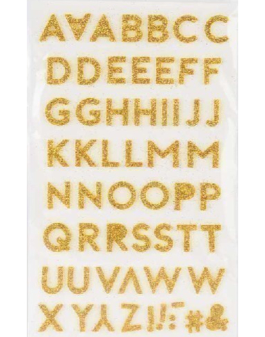 Gullfarget Alfabet 3D Klistremerker