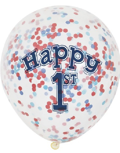 6 stk 30 cm Happy 1st Flerfarget Konfettiballonger