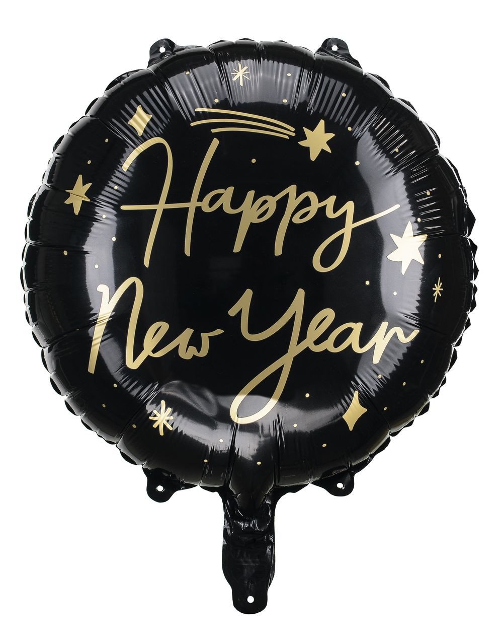 Svart og Gullfarget Rund Nyttårs Folieballong 45 cm