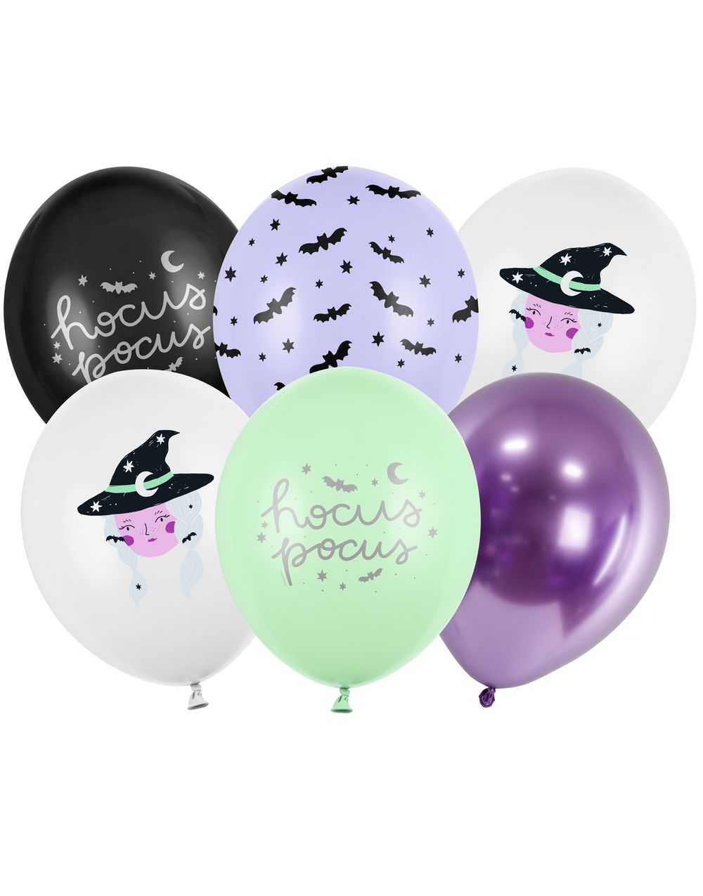 6 stk 30 cm Ballonger - Ballongbukett med Hekse-tema