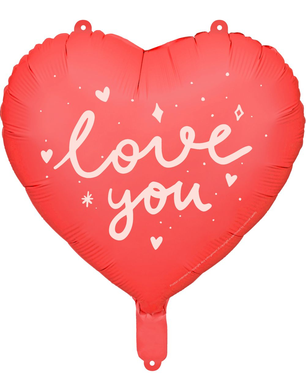 Love You - Hjerteformet Rød Folieballong med Tekst 45 cm