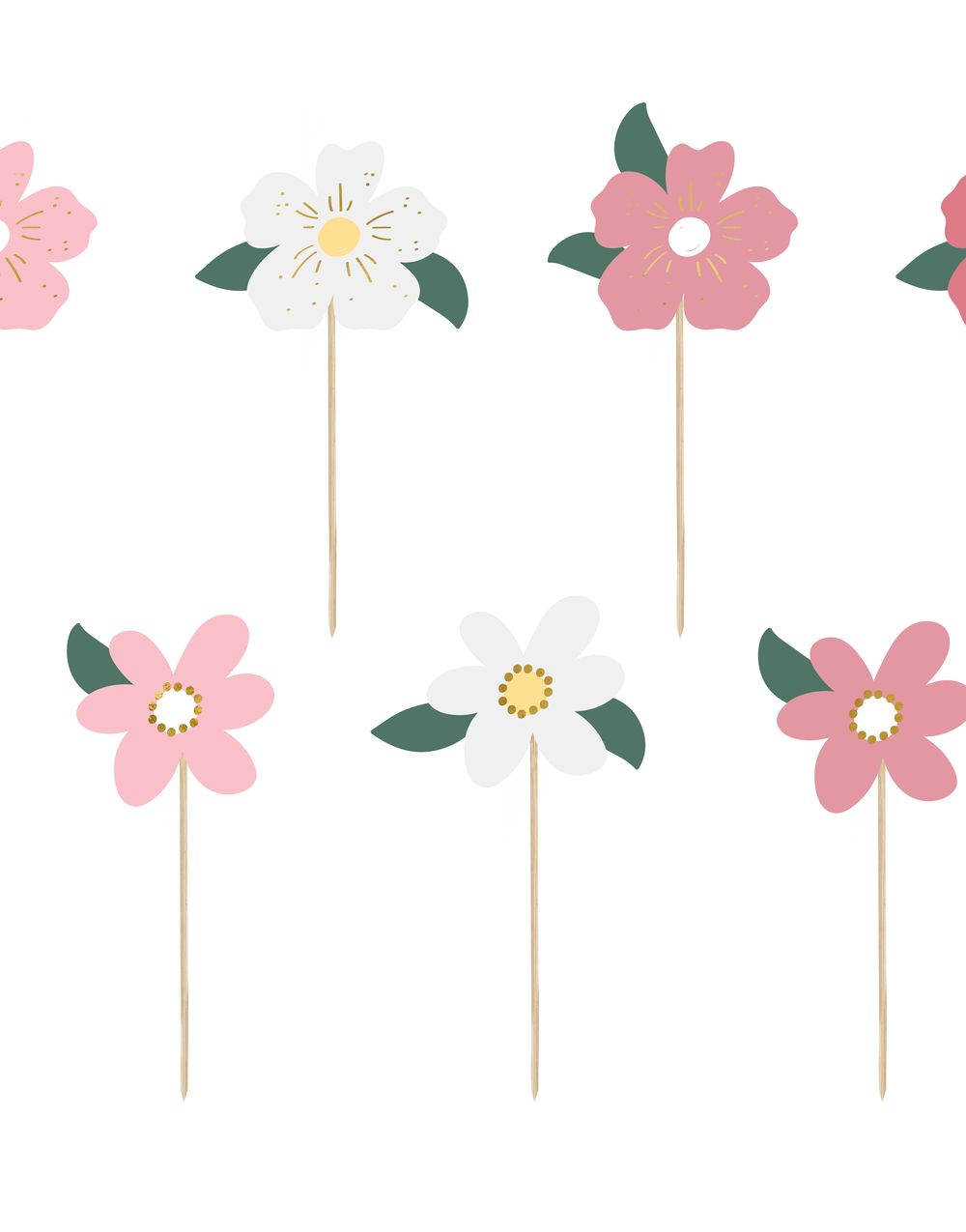 8 stk Forskjellige Blomster Kaketoppere 13-14,5 cm