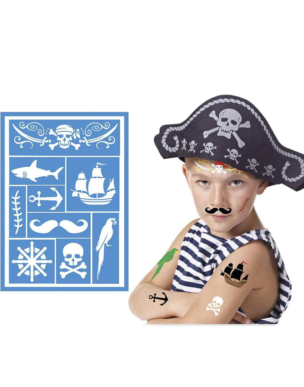 9 stk Maskeradesminke Sjablonger/Former - Pirat