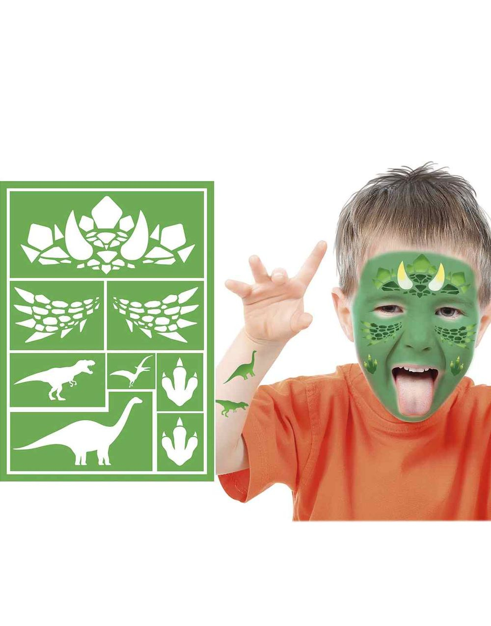 8 stk Maskeradesminke Sjablonger/Former - Dinosaur