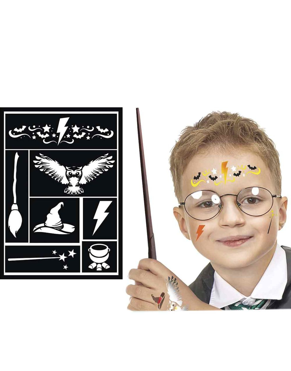 7 stk Maskeradesminke Sjablonger/Former - Harry Potter / Trollmann