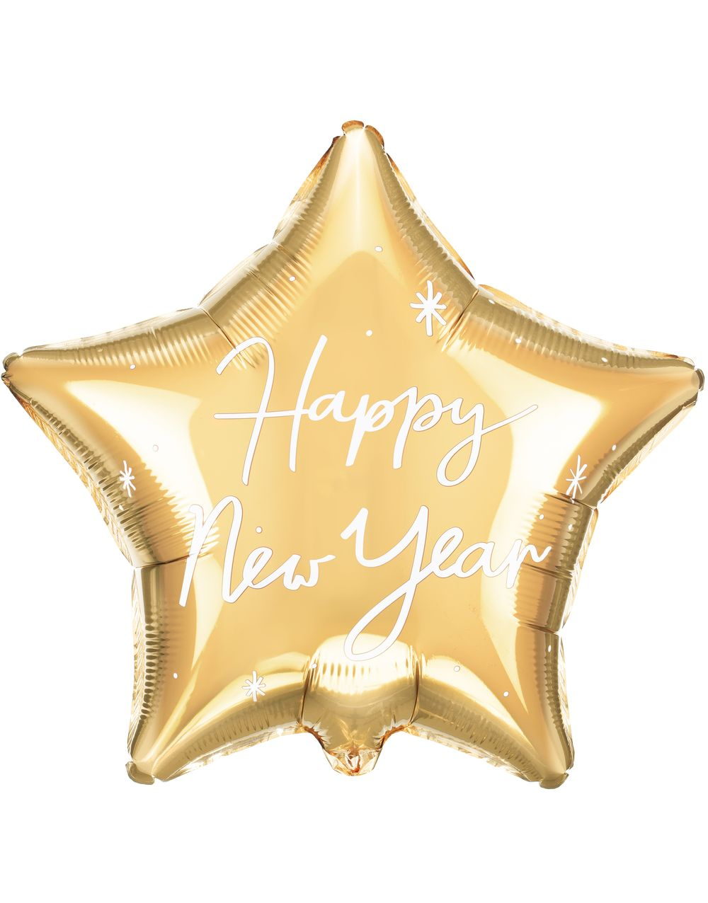 Happy New Year - Stjerneformet Gullfarget Folieballong med Tekst 47x50 cm