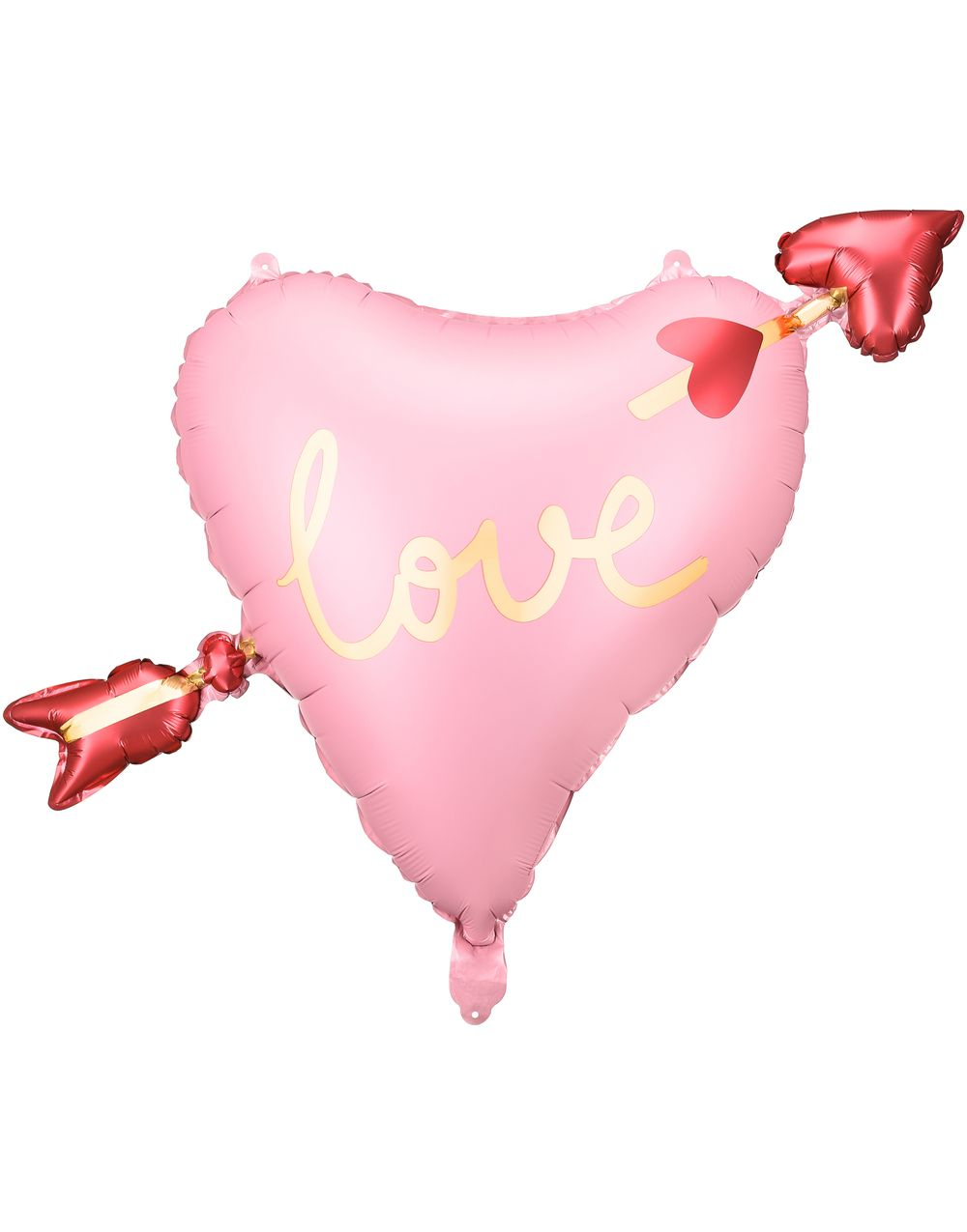 Love - Stor Rosa Hjerteformet Folieballong med Pil og Tekst 66x48 cm