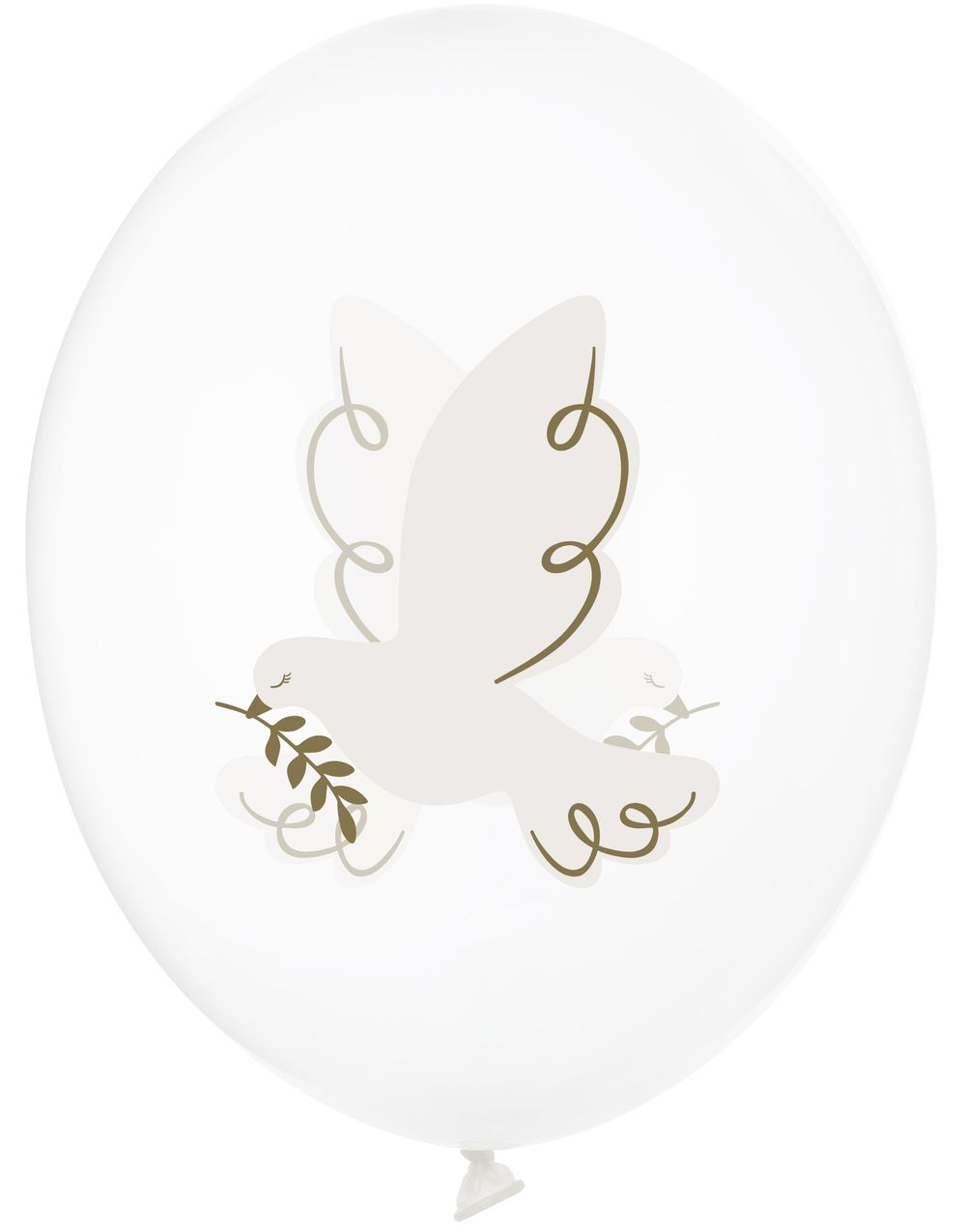 6 stk Klare Ballonger med Due-motiv 30 cm