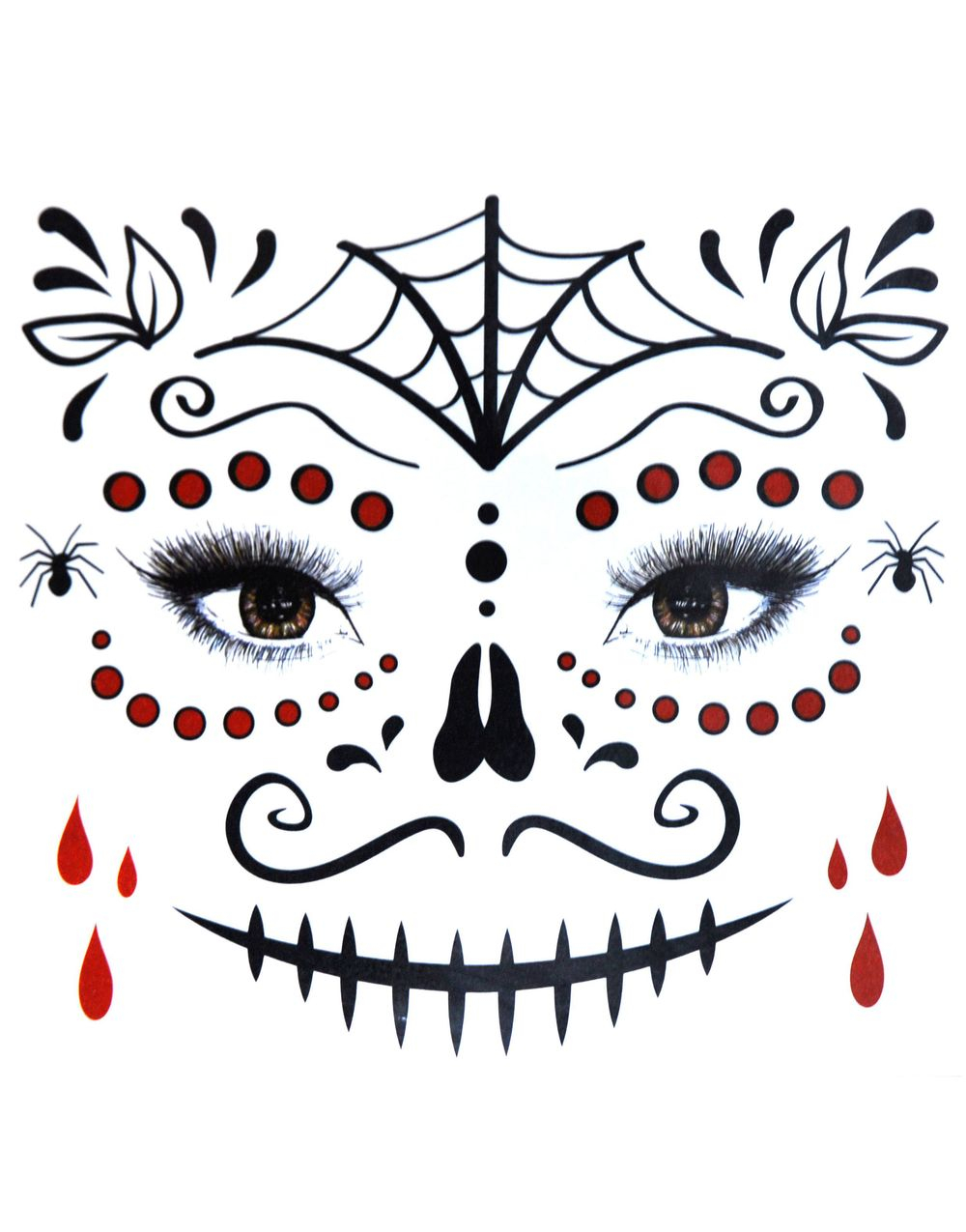 Ark med Bloddråper, Spindelvev, Ansiktsdekorasjoner og Andre Skumle Tatoveringer (Fake Tattoo)