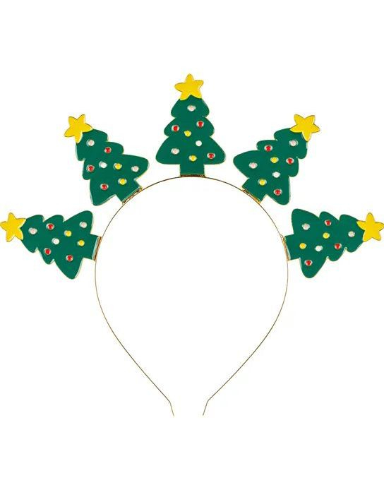 Hårbøyle med 5 Juletre, Stjerne og Fargerike Stener