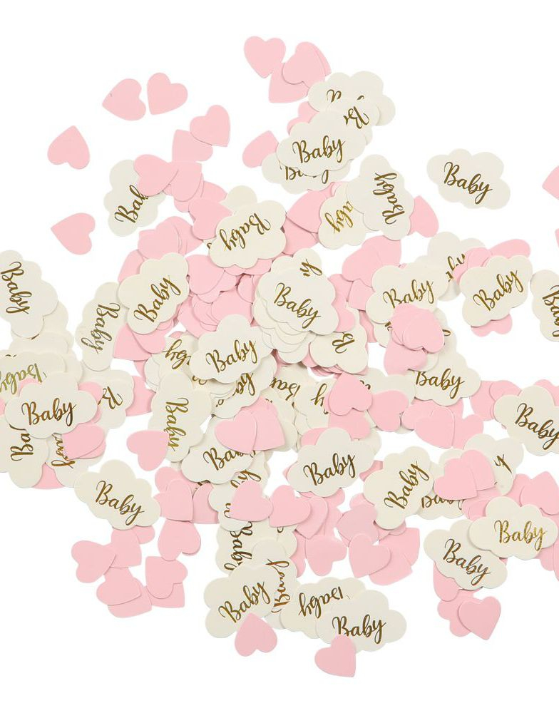 Rosa og Hvit Baby Girl Konfetti for Dåp og Babyshower