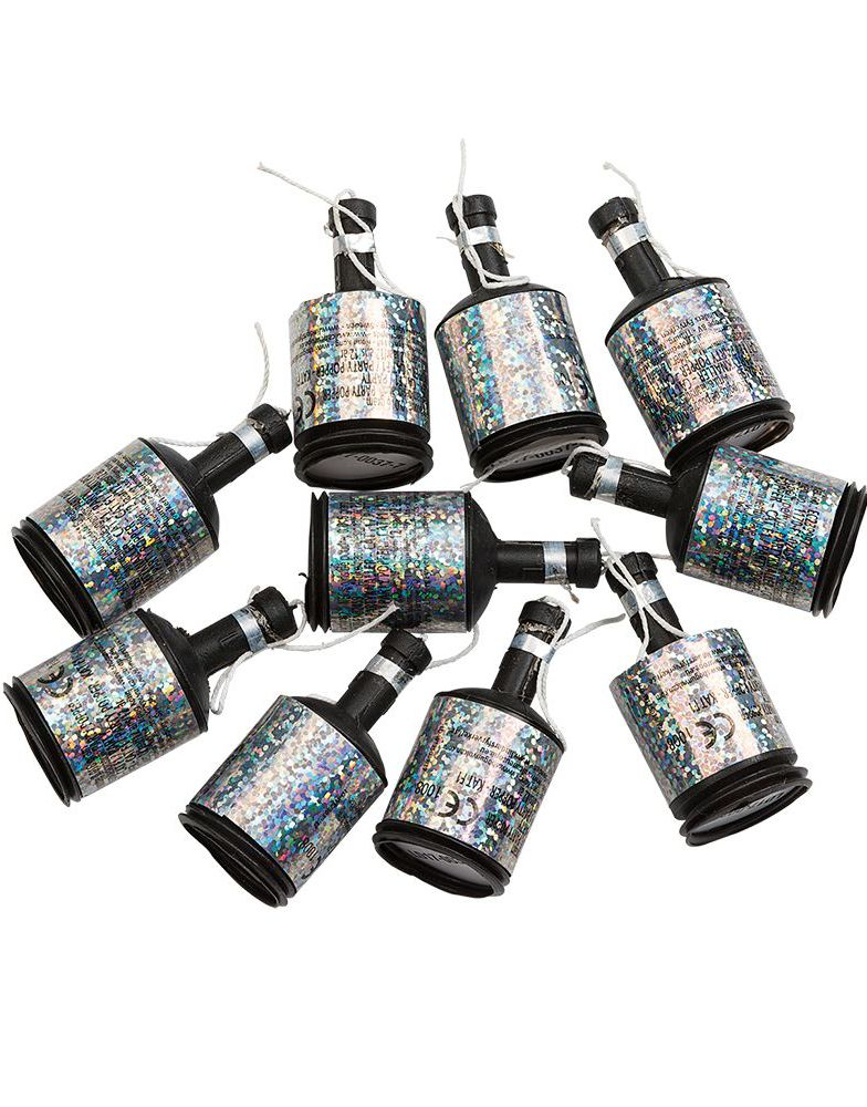 8 stk Party Poppers - Sølvfarget
