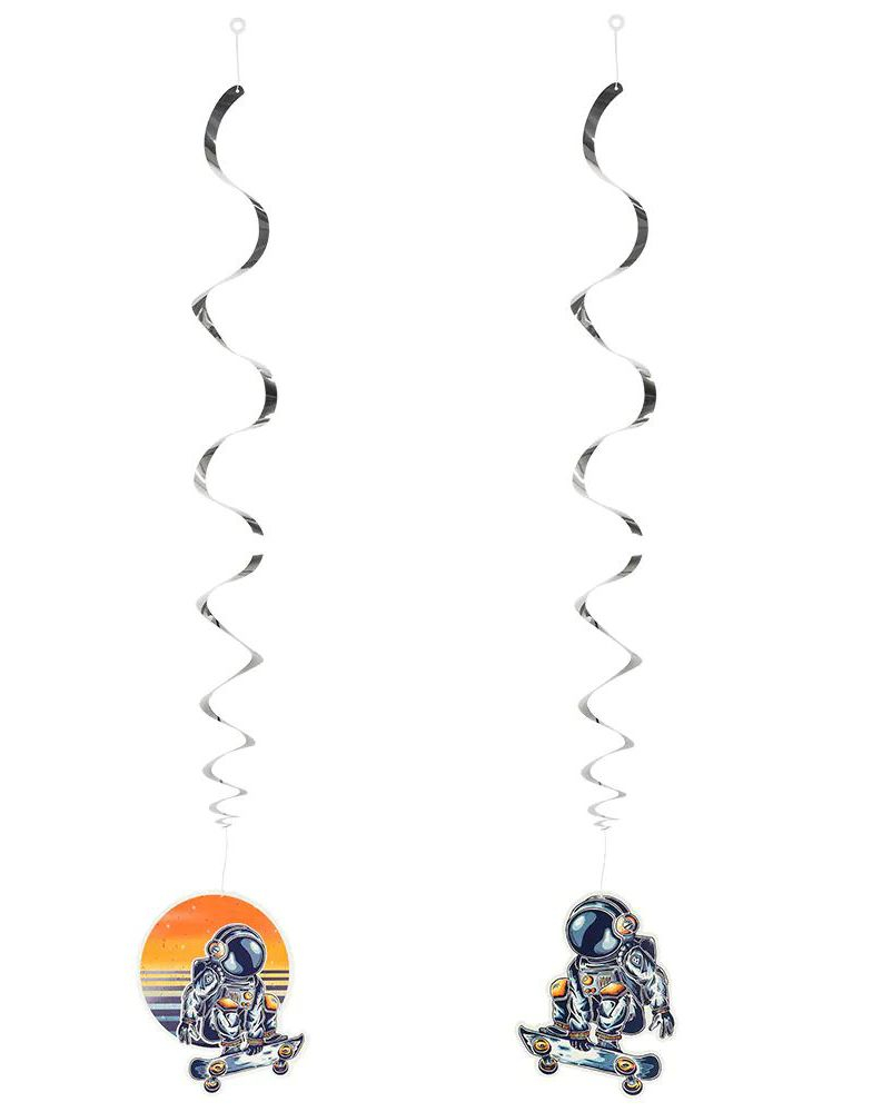 2 stk Hengende Swirl Dekorasjoner - Astronaut Party