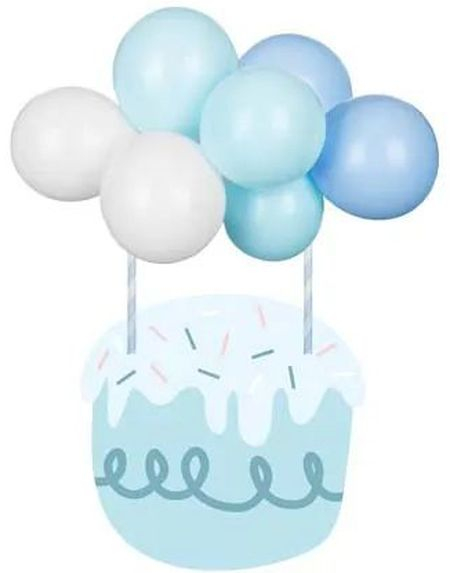 Blå Kakedekorasjon med små Ballonger DIY