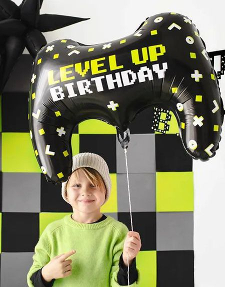 Svart Kontrollerformet Folieballong 72x52 cm - Gamer Party