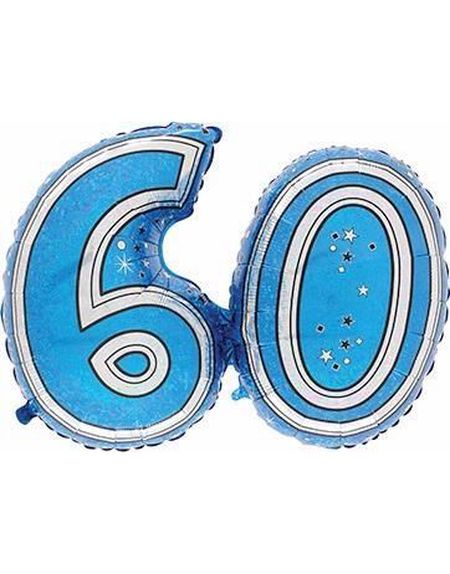 Tallet 60 - Blå Holografisk Folieballong 81 cm