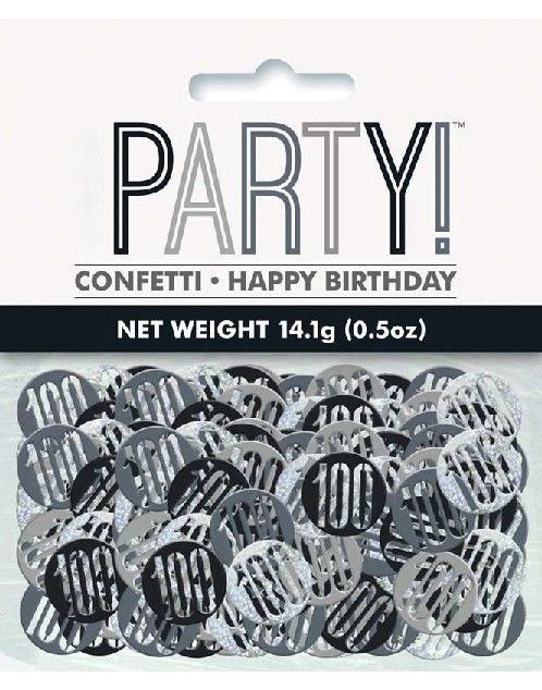 Svart Bordkonfetti med 100 Tall til Dekorasjon