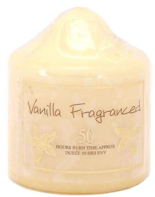 Beige Søyle Duftlys med Vanilla Lukt 8cm x 7cm (50 timer brennetid)