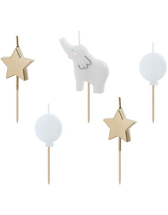 5 stk Kakelys med Elefant Motiv