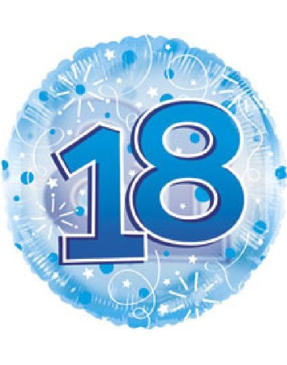 18-års Feiring - Blå Folieballong 61 cm