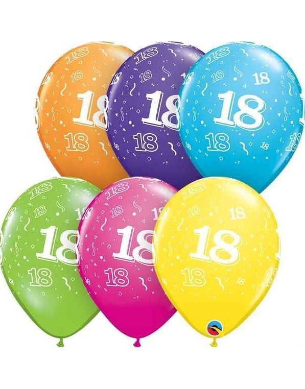 18 År Feiring - 25 stk Flerfarget Ballonger 28 cm
