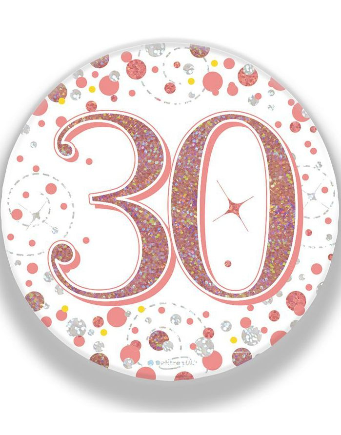 30 Års Feiring - Rosegull Holografisk Stor Button/Badge